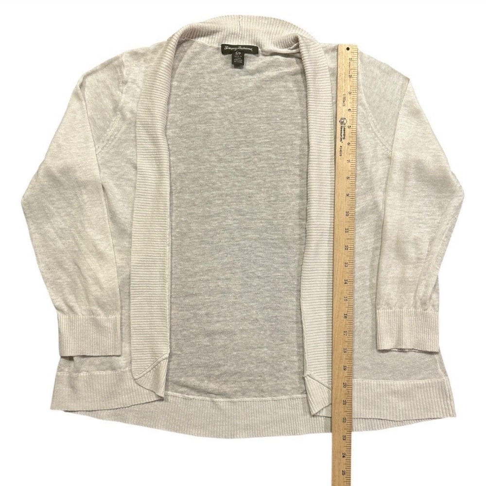 Tommy Bahama Size Small Ivory/ Off White Lea Open 100% Linen Cardigan Open Front - Picture 7 of 8
